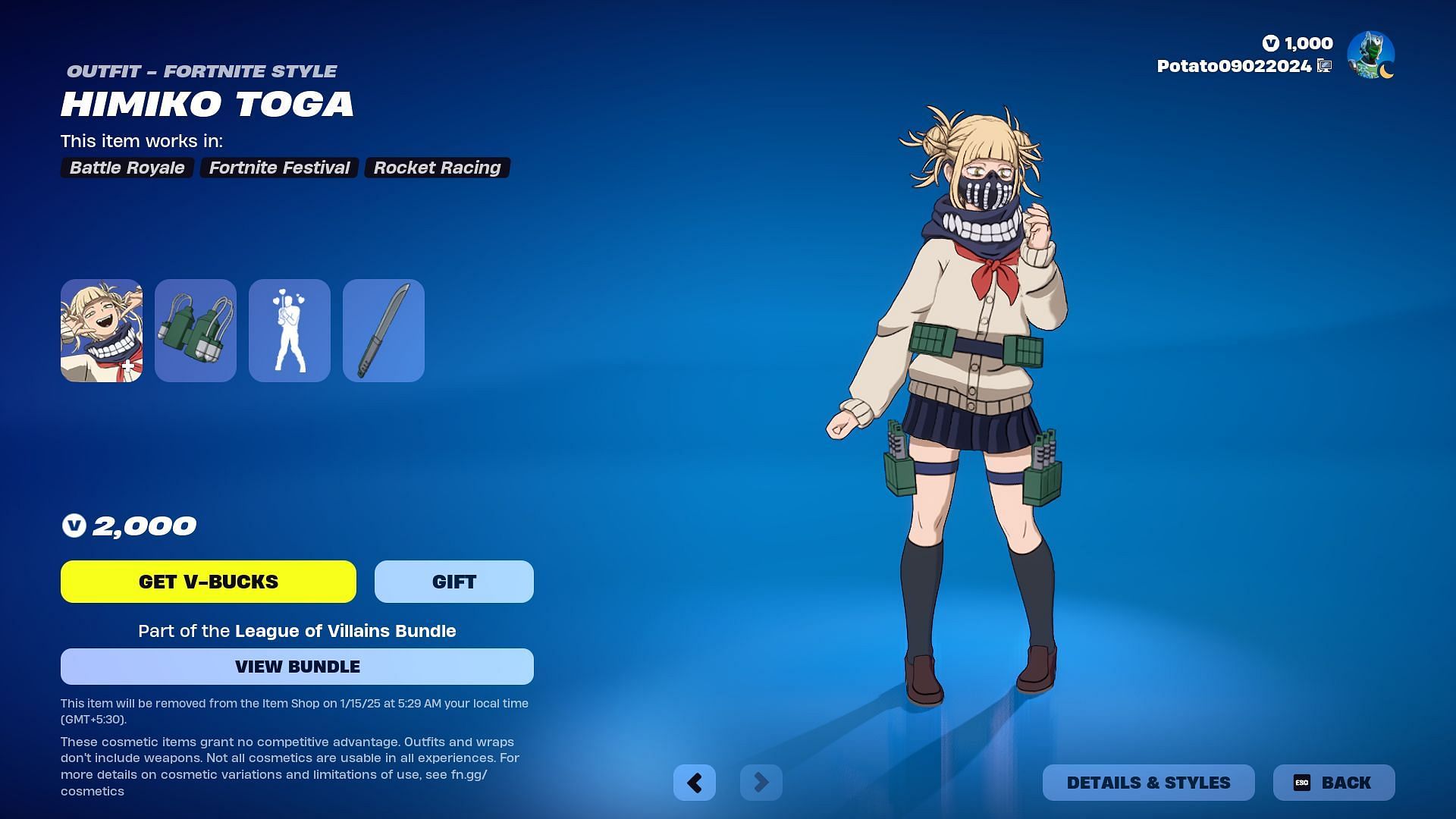 Himiko Toga Pack (Image via Epic Games)