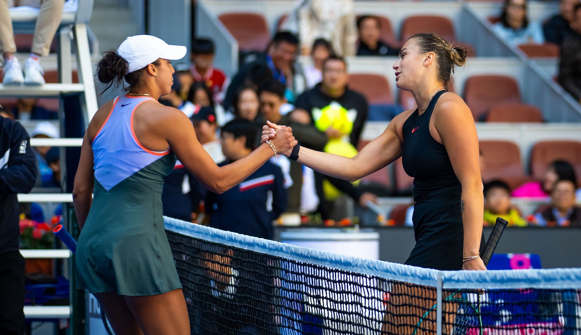 Madison Keys (left) and Aryna Sabalenka (right) at the 2024 China Open (Source: Getty)