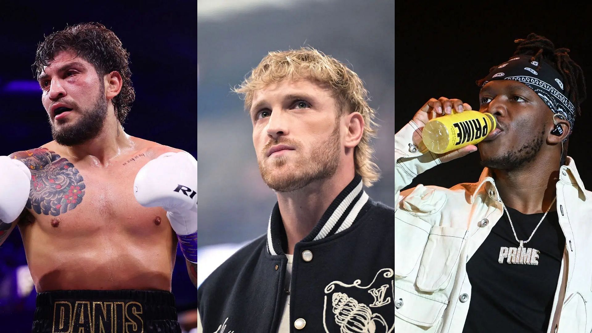 Dillon Danis (left) recently critiqued Logan Paul (middle) and KSI (right). [Image courtesy: Getty Images]