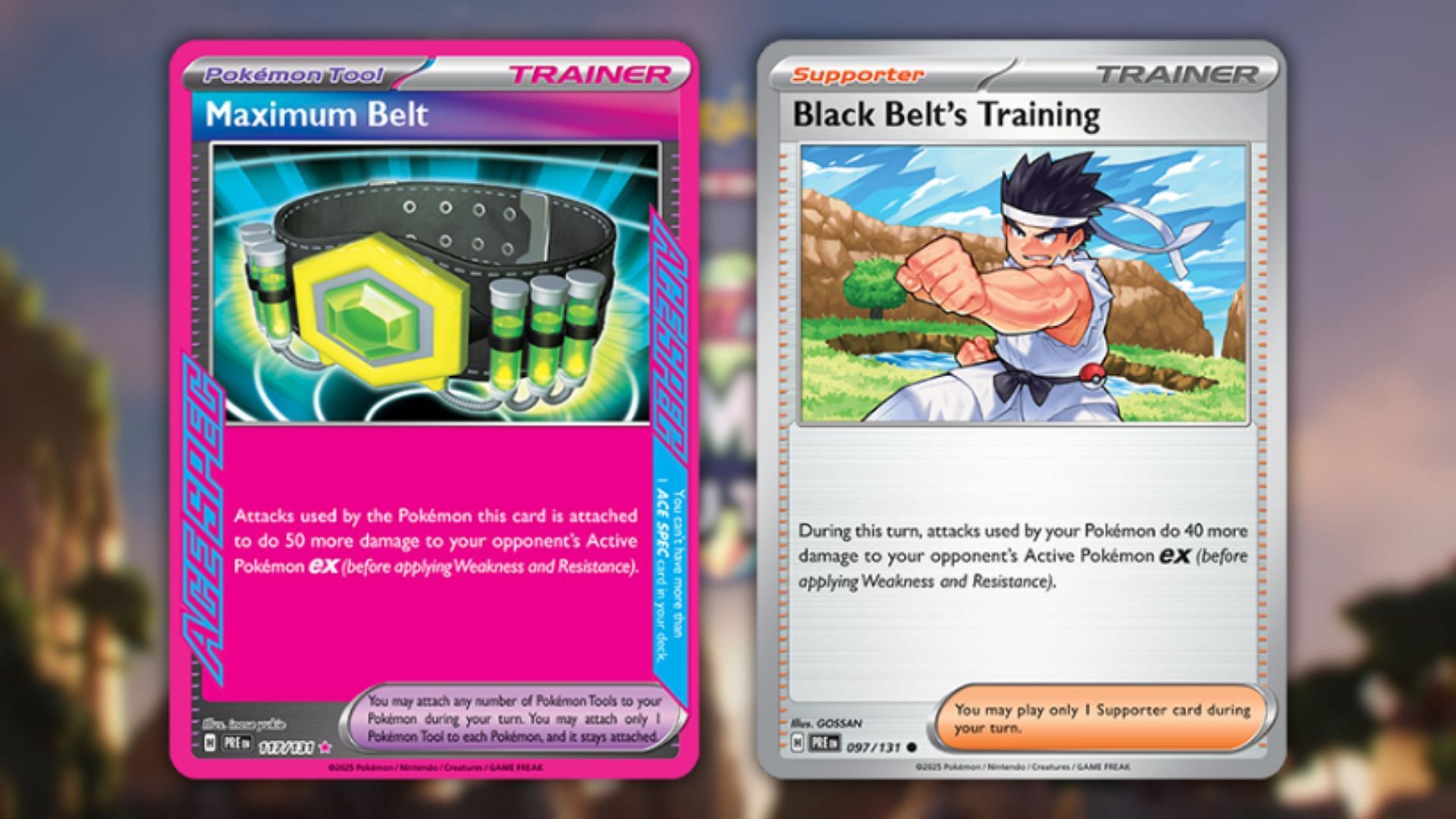 Black Belt&rsquo;s Practice and Maximum Belt cards (Image via The Pokemon Company)