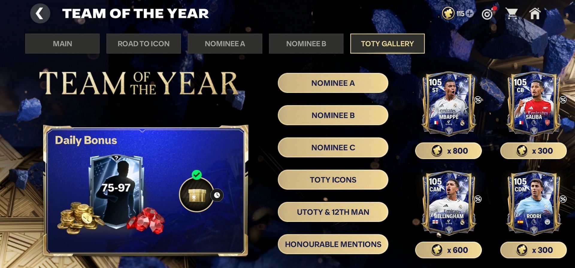 Nominee B cards are now live in the FC Mobile TOTY Gallery (Image via EA Sports)