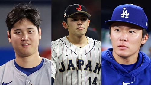 (Left to right) Shohei Ohtani, Roki Sasaki and Yoshinobu Yamamoto (Images from - Getty)