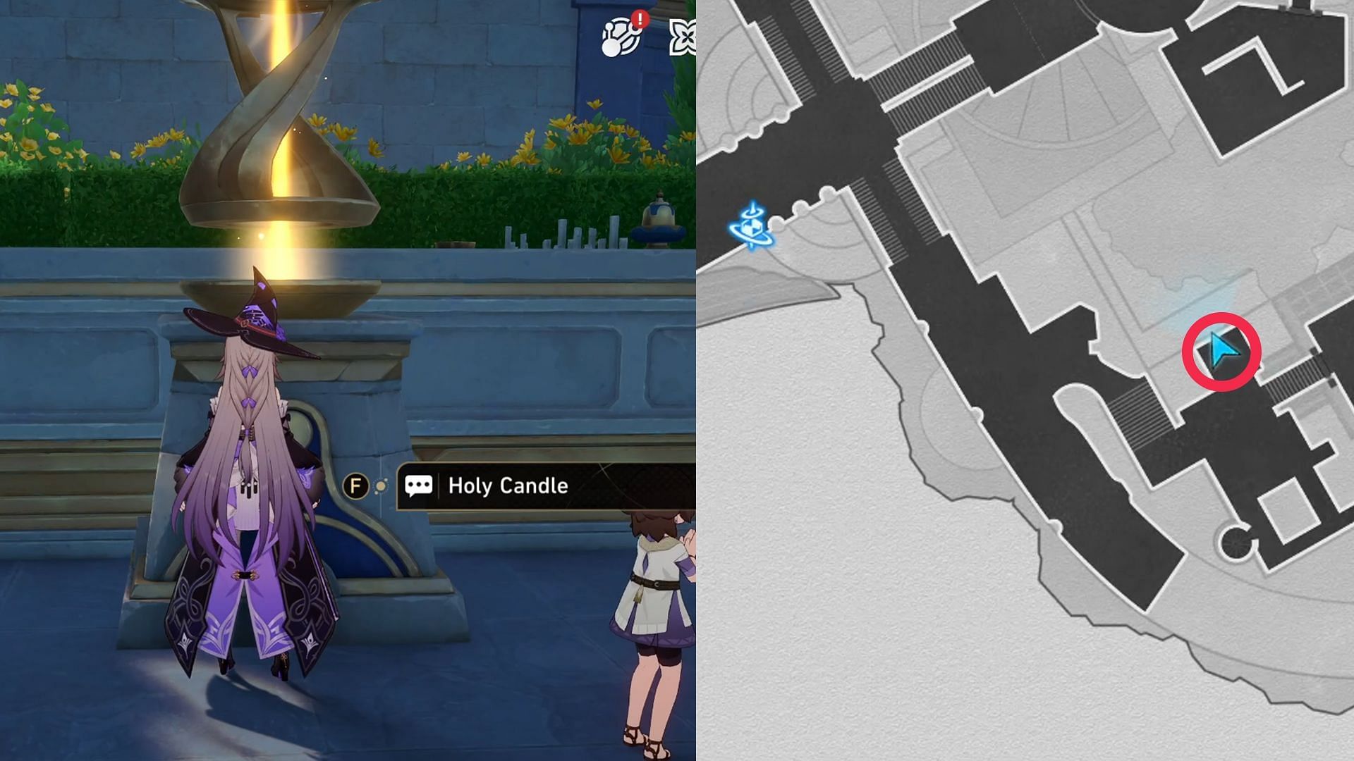 Location of Holy Candle #6 (Image via HoYoverse)