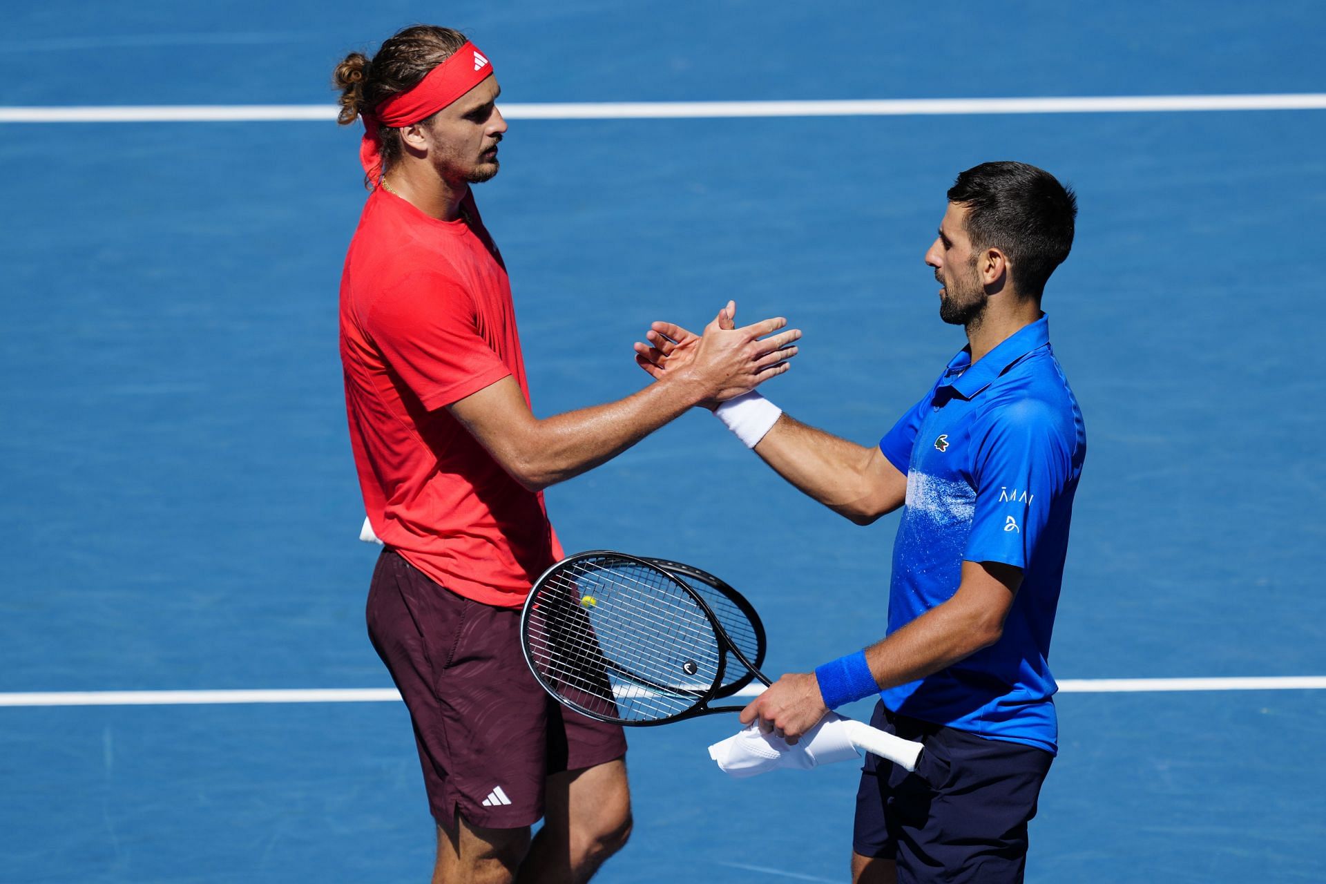 Djokovic (R) and Zverev at the 2025 Australian Open - Day 13 - Source: Getty