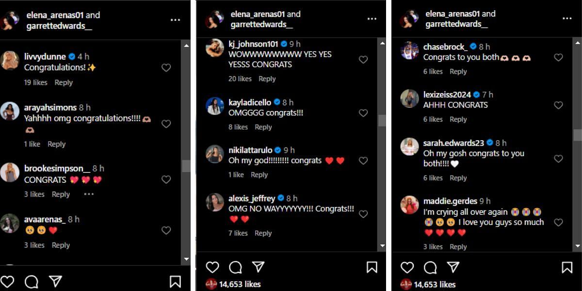 Screenshot of the Arenas Instagram post&#039;s comment section.