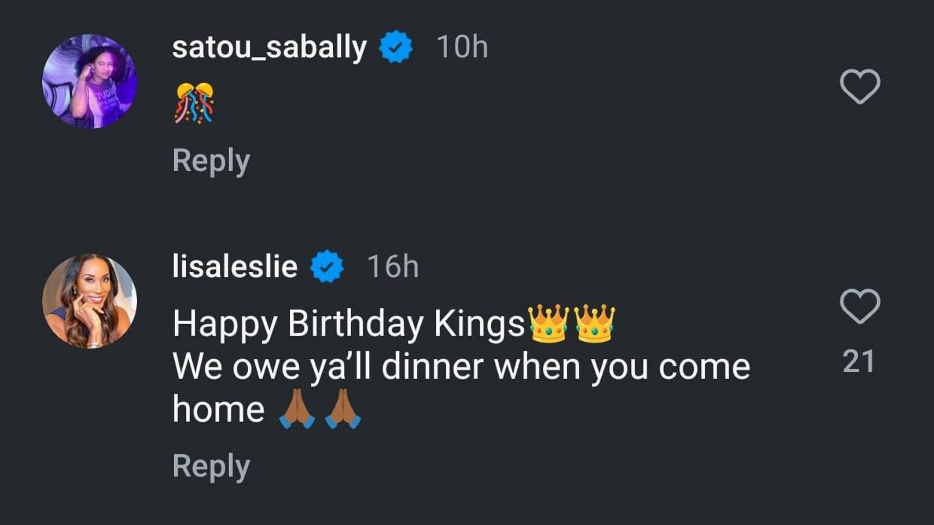 Lisa Leslie and Satou Sabally wish Franklin and Frances Tiafoe a happy birthday. (Photo Credits: Frances Tiafoe&#039;s Instagram)