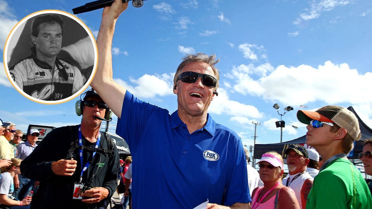 Kenny Wallace (R) and an older picture of the driver (insert) - Image via Imagn