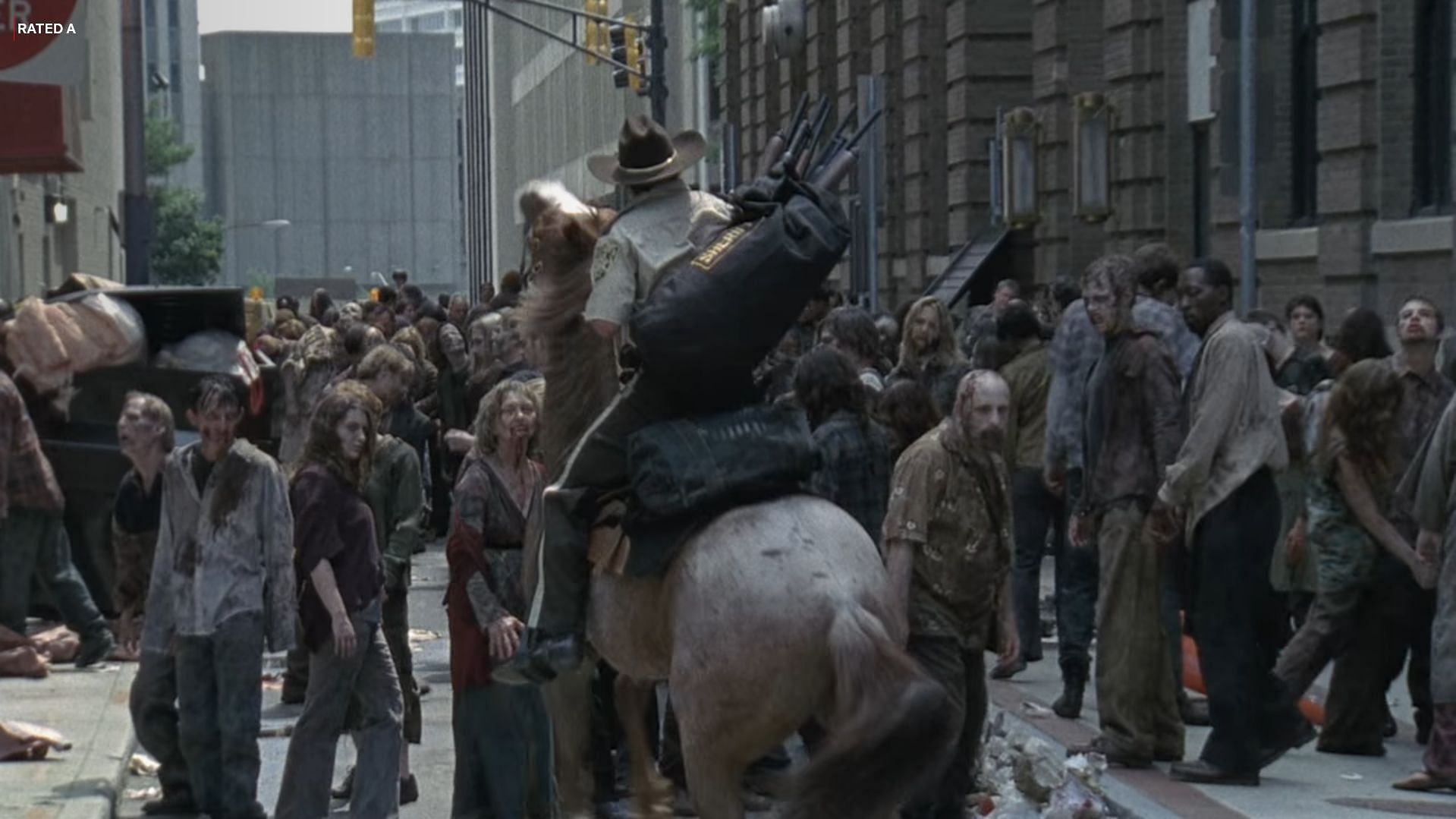 Encountering an army of zombies. (Image via Netflix)