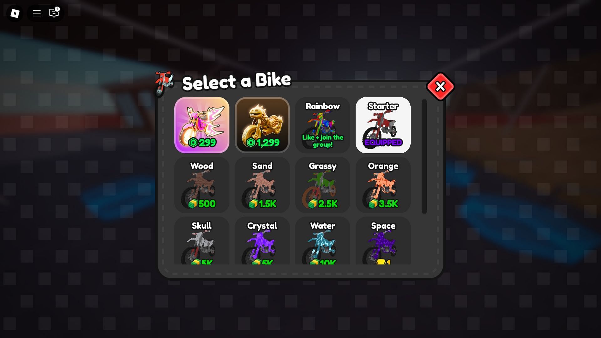 Selection of bikes (Image via Robloox)