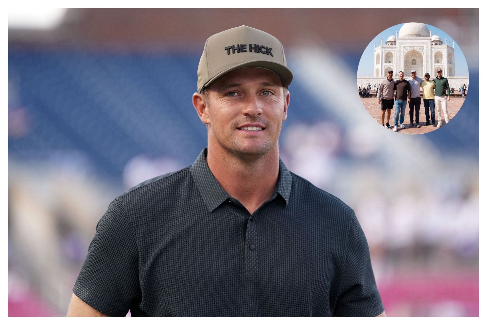 Byrson DeChambeau visits Taj Mahal (image via Getty, x@NUCLRGolf)