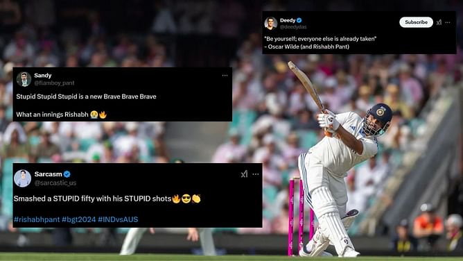 "Stupid Stupid Stupid is a new Brave Brave Brave" - Fans laud Rishabh Pant for 61 off 33 balls on Day 2 of 5th BGT 2024-25 Test