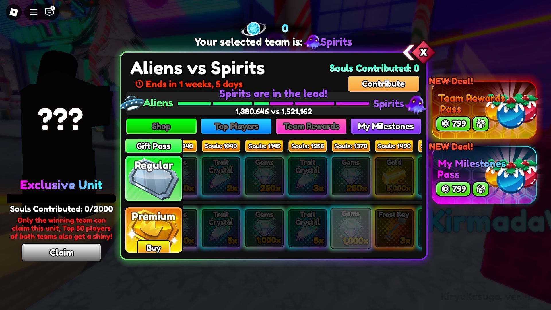 Aliens Vs Spirit Team Event (Image via Roblox)