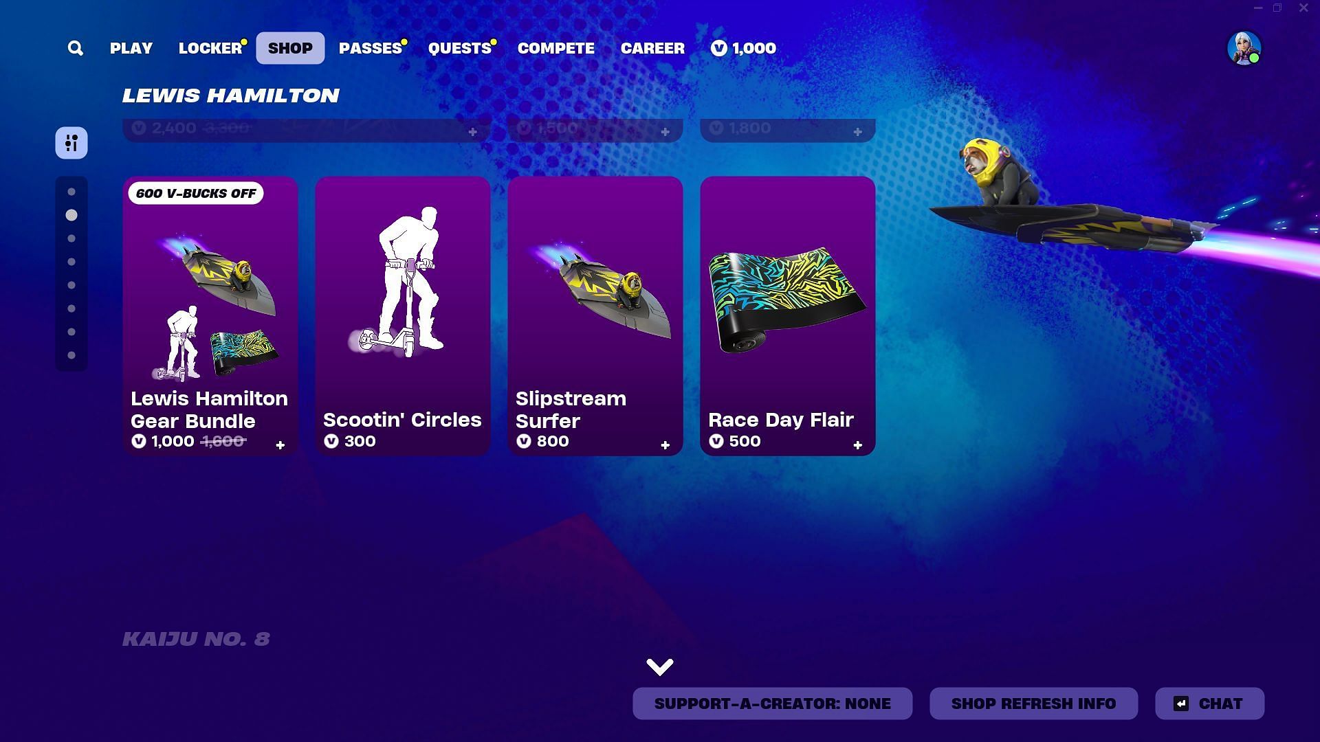 The cosmetics that are part of the Lewis Hamilton Gear Bundle can be purchased separately (Image via Epic Games