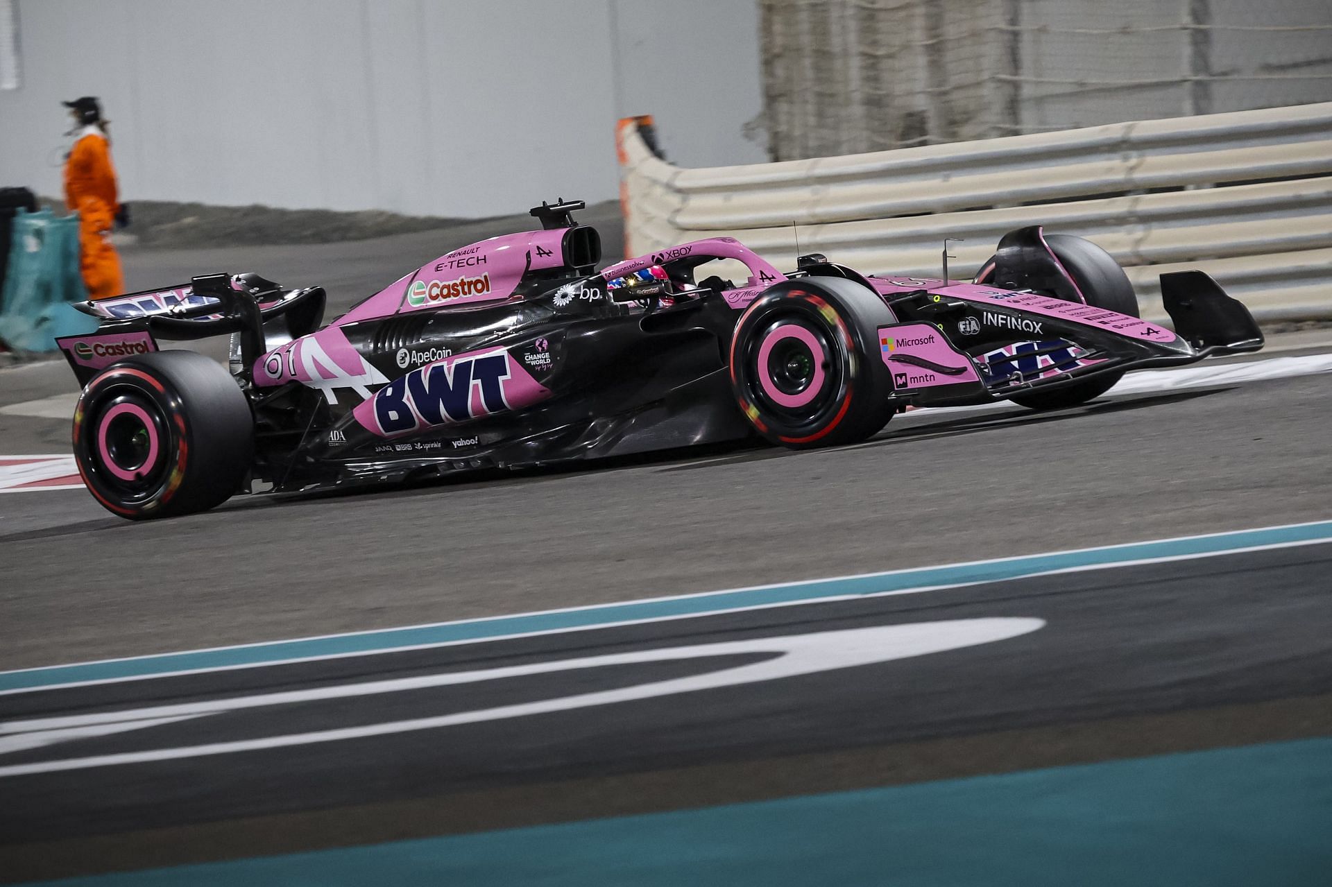 Jack Doohan in action with the A524 race car on track during post season test day after the Formula One Grand Prix of Abu Dhabi - Source: Getty