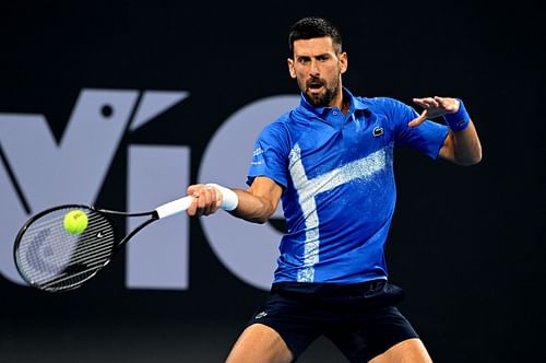 The Serb in action at the Brisbane International (Image via Getty)