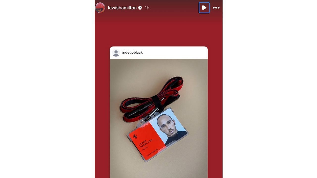 Lewis Hamilton shares picture of his identity card [Image source: @lewishamilton/Instagram]