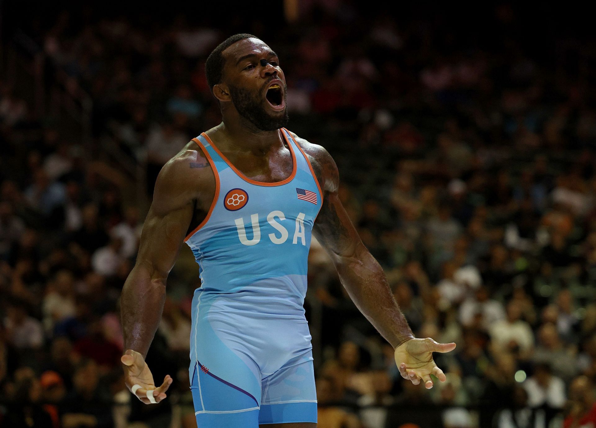 Jordan Burroughs at the 2023 Final X Wrestling - (Source: Getty)