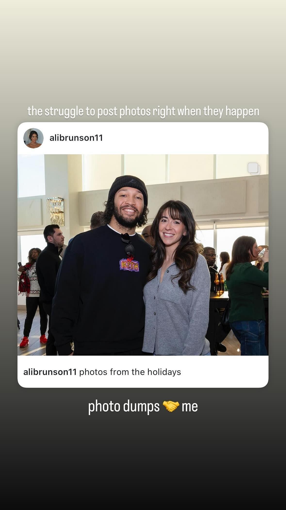 Jalen Brunson&#039;s wife Ali Brunson hilariously shares challenges of posting real-time photos on social media