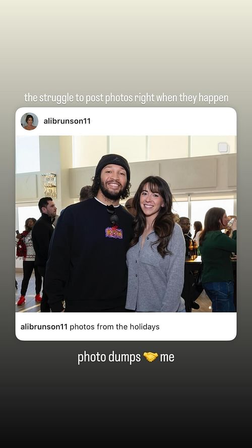 Jalen Brunson's wife Ali Brunson hilariously shares challenges of posting real-time photos on social media