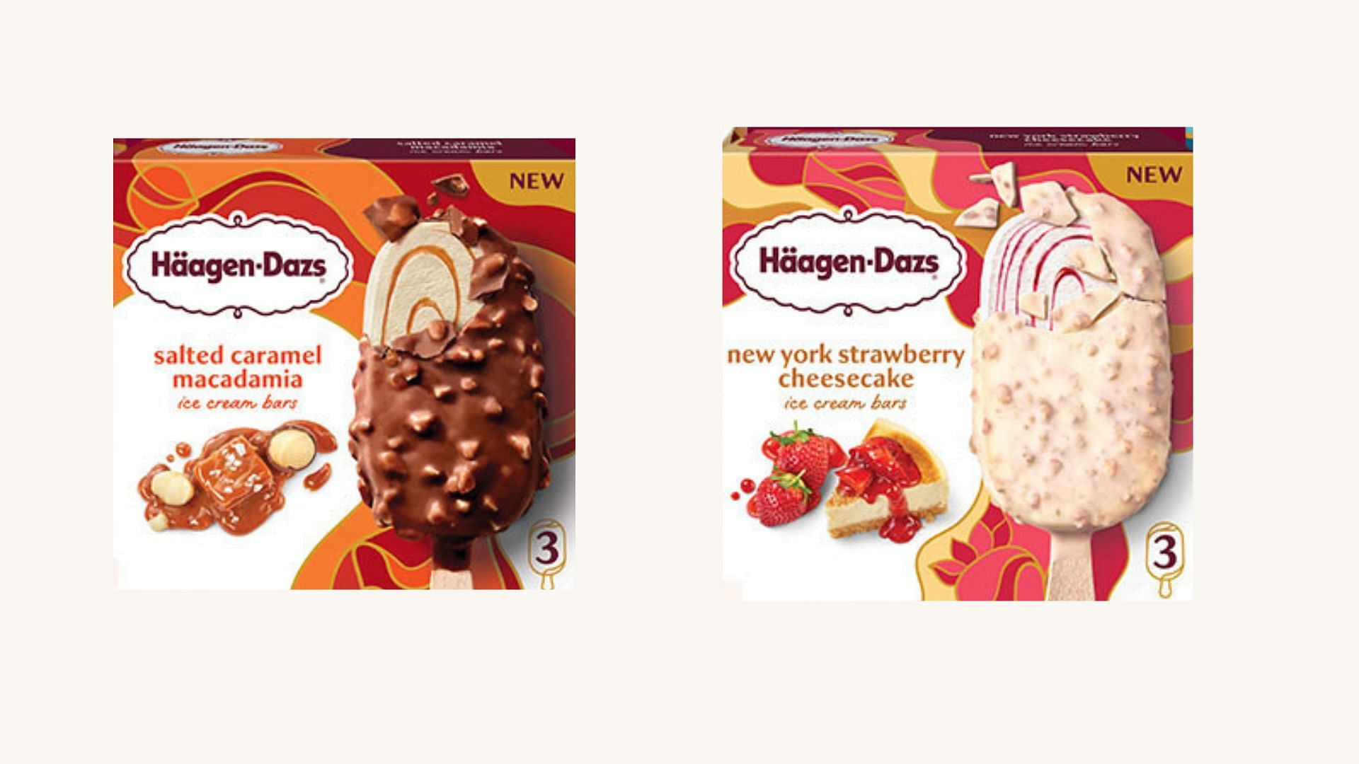 Two new ice cream bars of existing pint flavors (Image via H&auml;agen-Dazs)