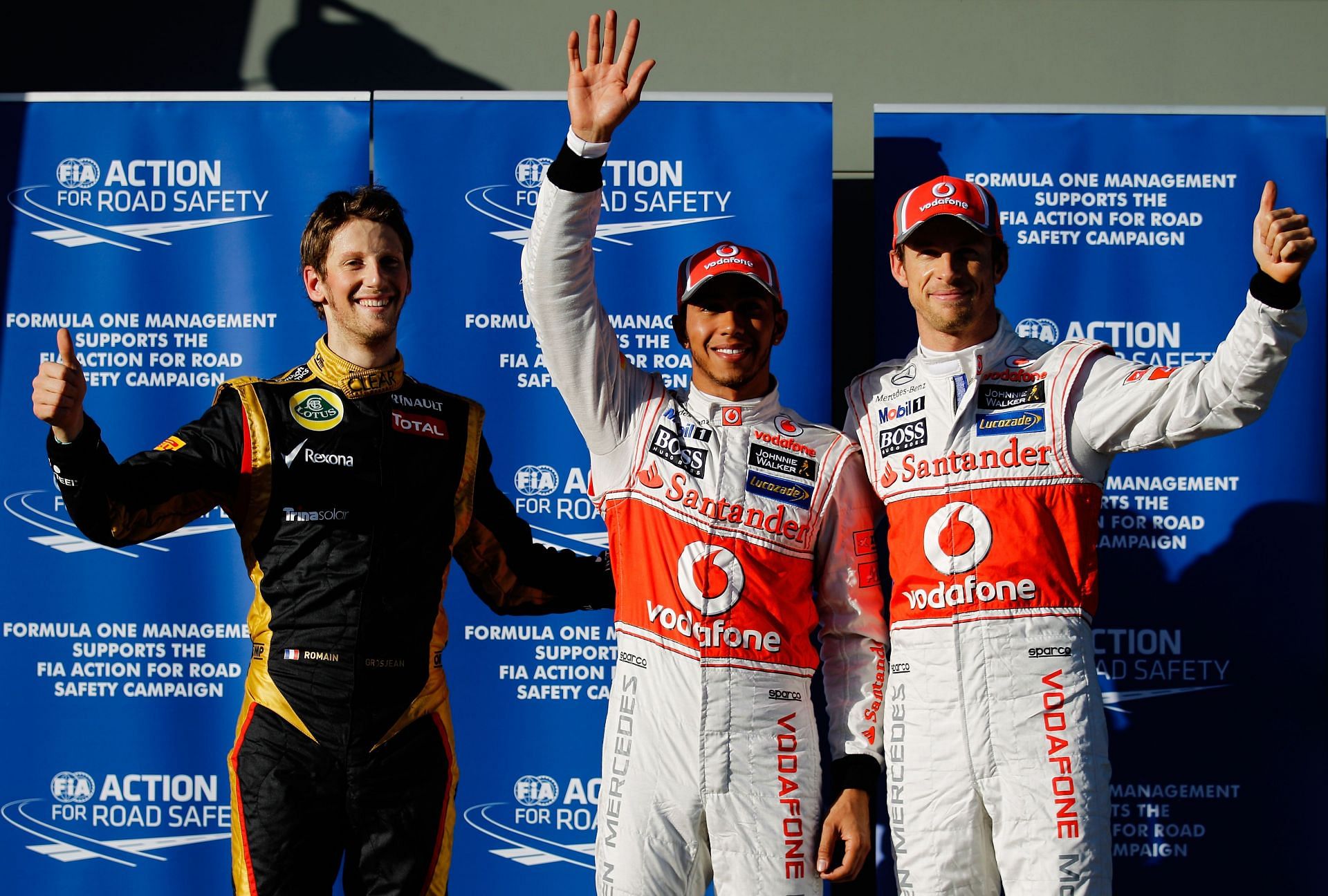 (L-R) Romain Grosjean, Lewis Hamilton and Jenson Button during the Australian F1 Grand Prix - Qualifying - Source: Getty