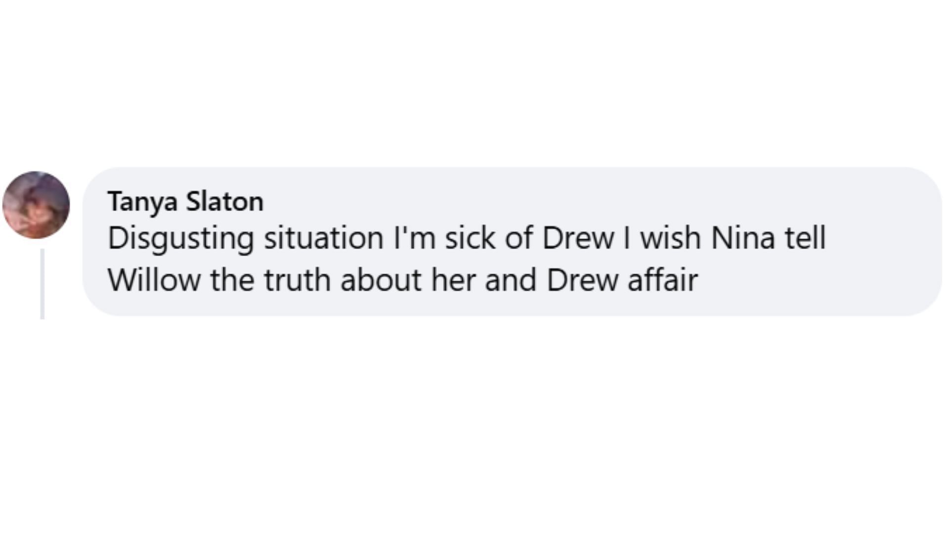 A fan comment about Willow&#039;s actions (Image via Facebook/@General Hospital Fans-Official)