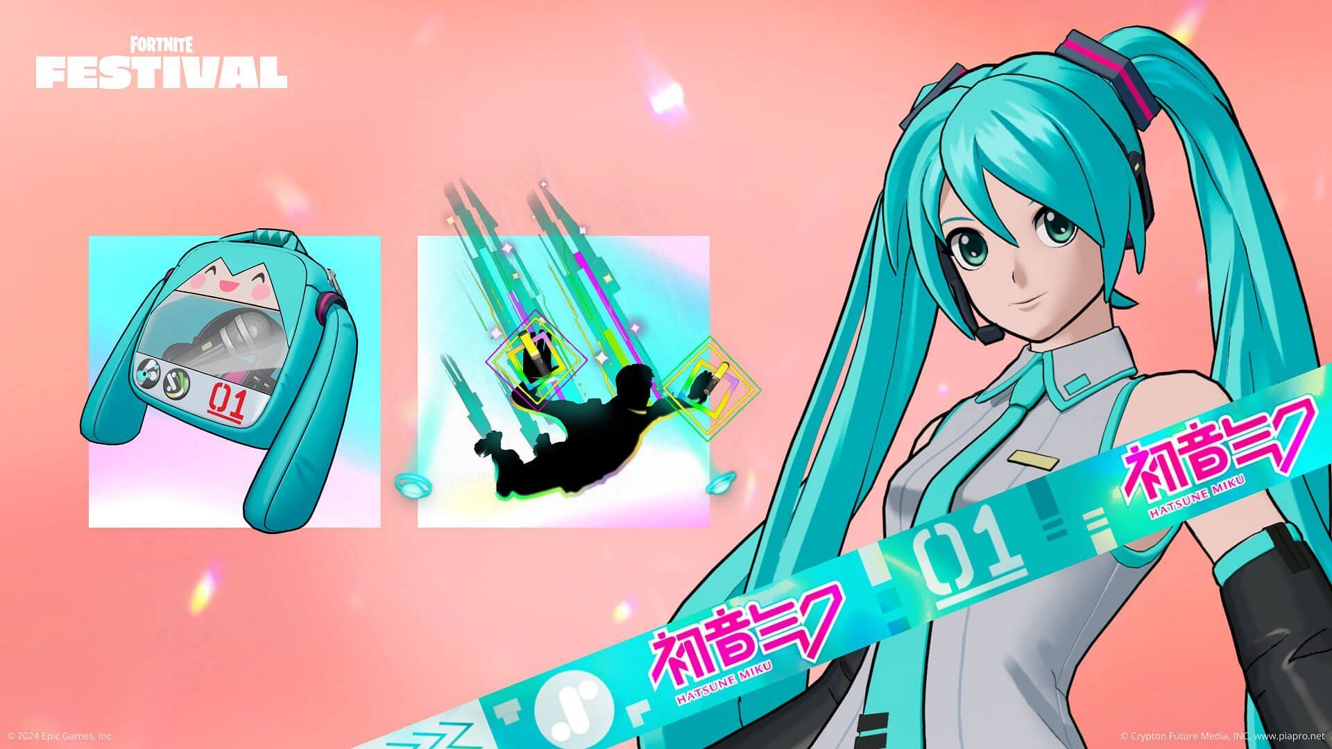 The Hatsune Miku skin is now in Fortnite (Image via Epic Games)