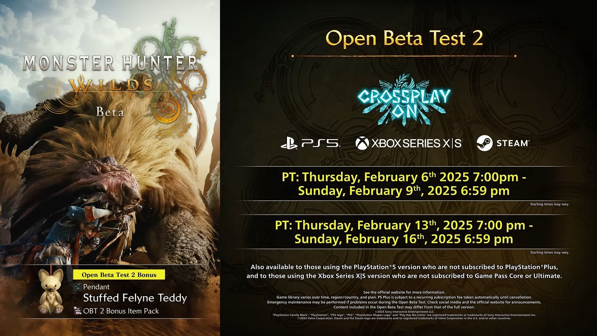 Release time for the Monster Hunter Wilds open beta 2 (Image via Capcom)