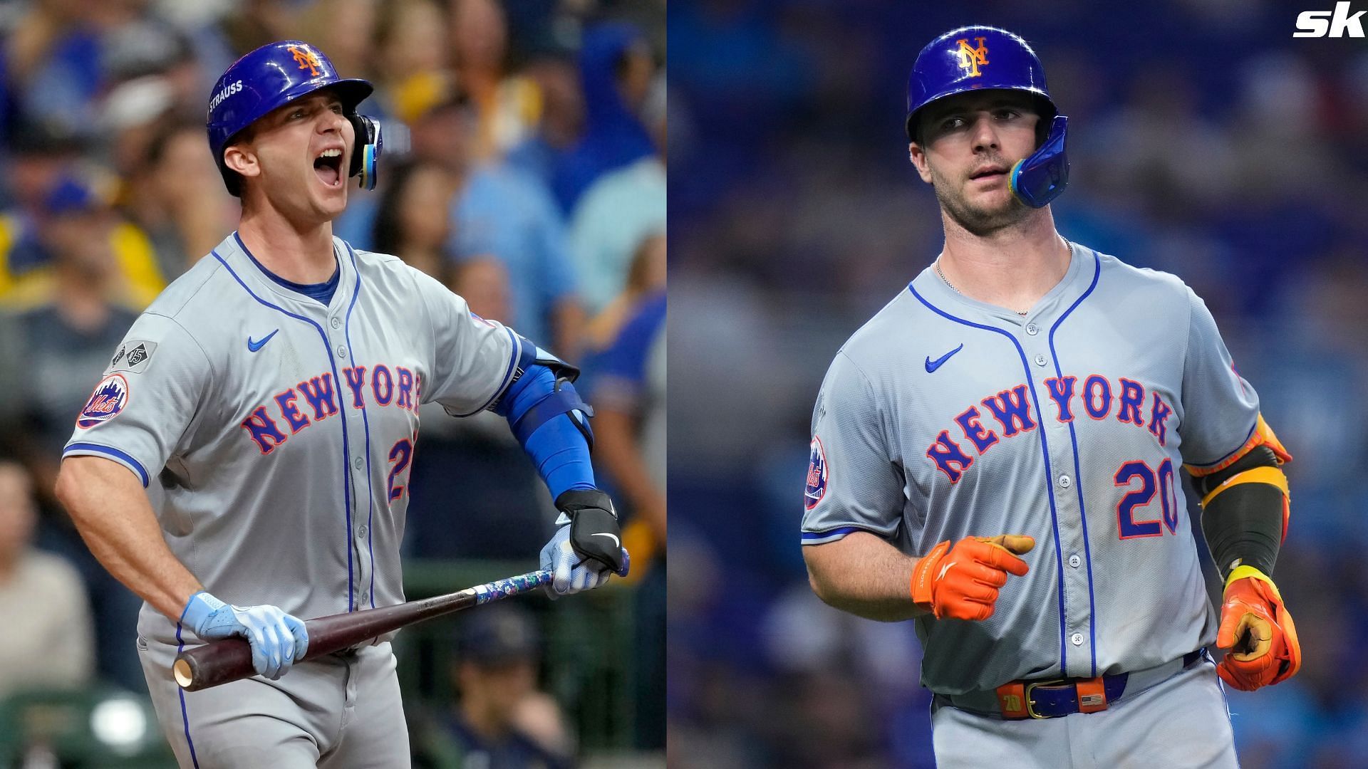 Pete Alonso of the New York Mets looks on during a game against the Miami Marlins at loanDepot park (Source: Getty)