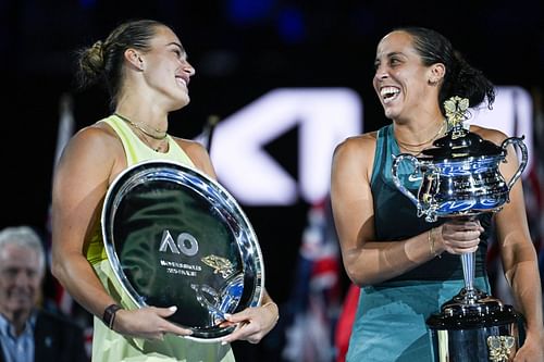 Aryna Sabalenka and Madison Keys after the 2025 Australian Open final - Source: Getty