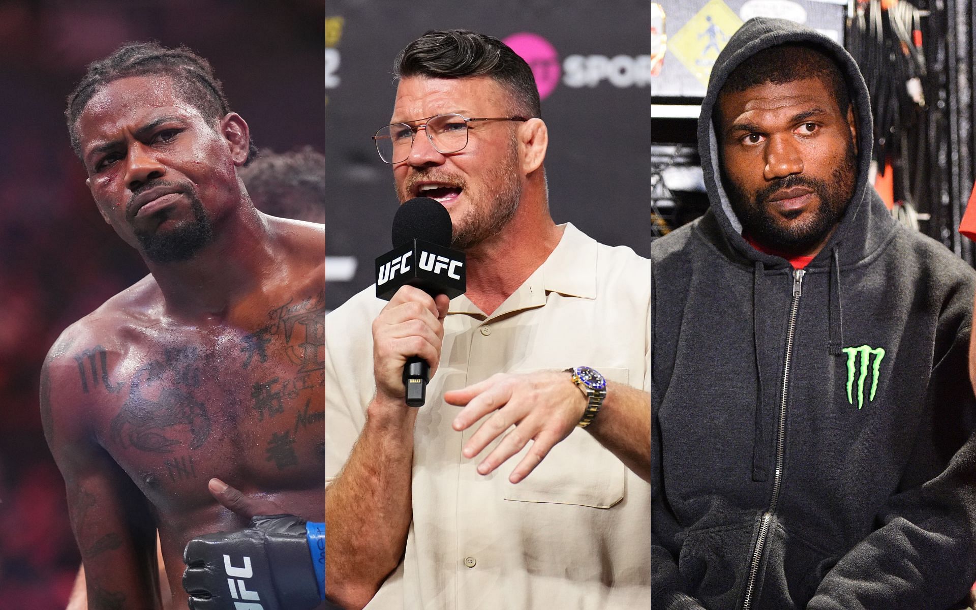 Michael Bisping (middle) weighed in on the recent incident between Kevin Holland (left) and Quinton 