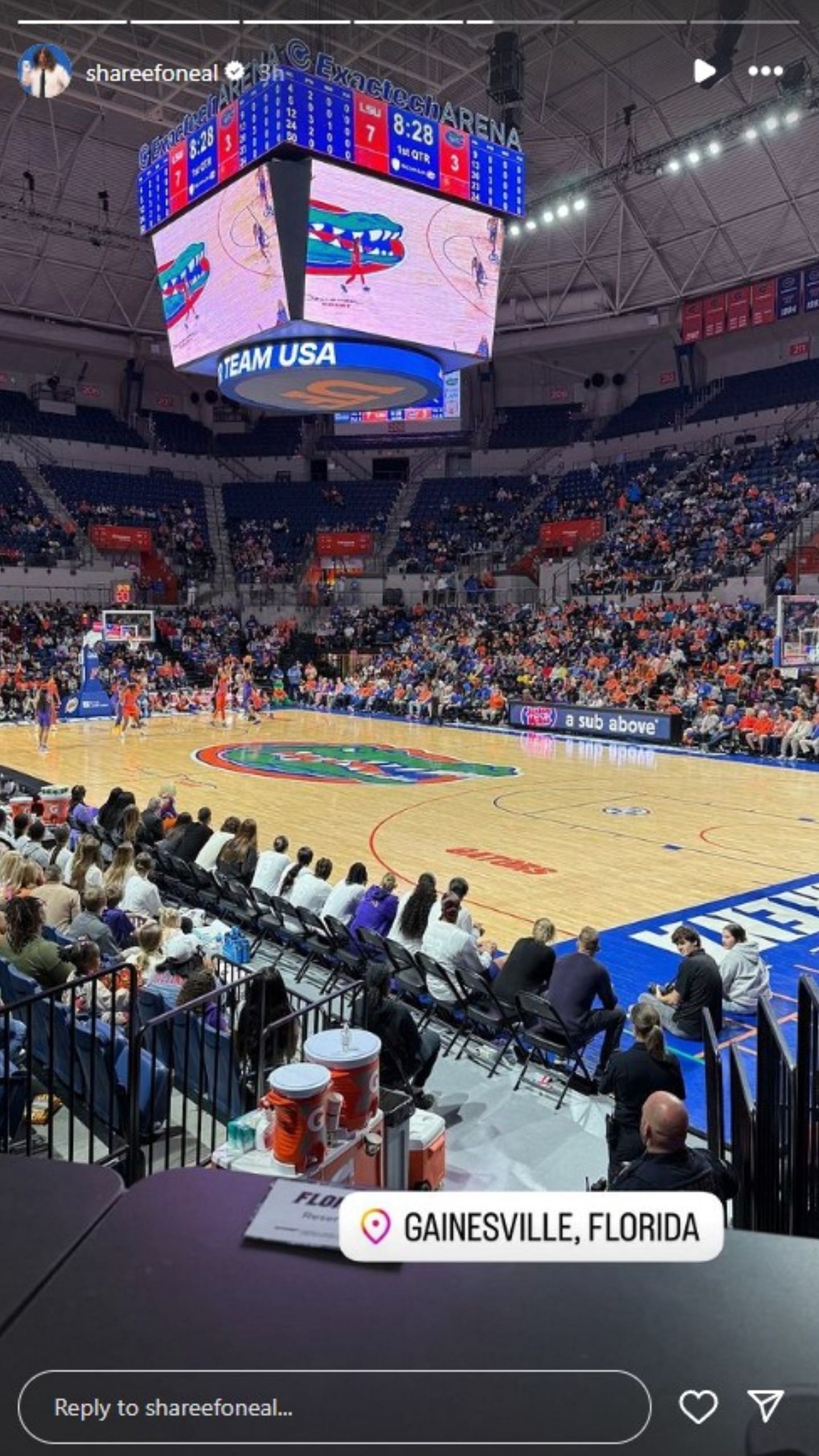 Shareef posted on IG that he watched his sister&#039;s game with his father, Shaquille O&#039;Neal