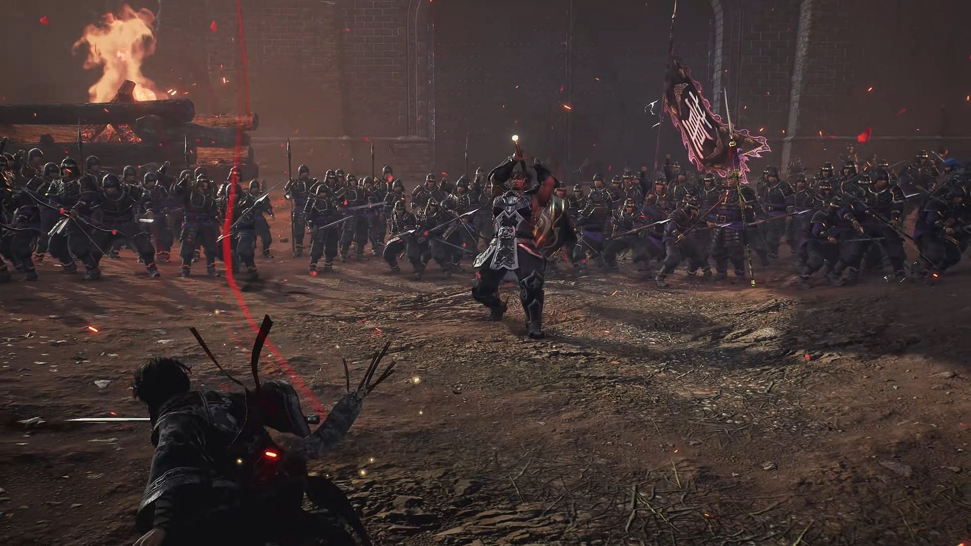 The battle between the Protagonist and Lu Bu from the demo (Image via Koei Tecmo)