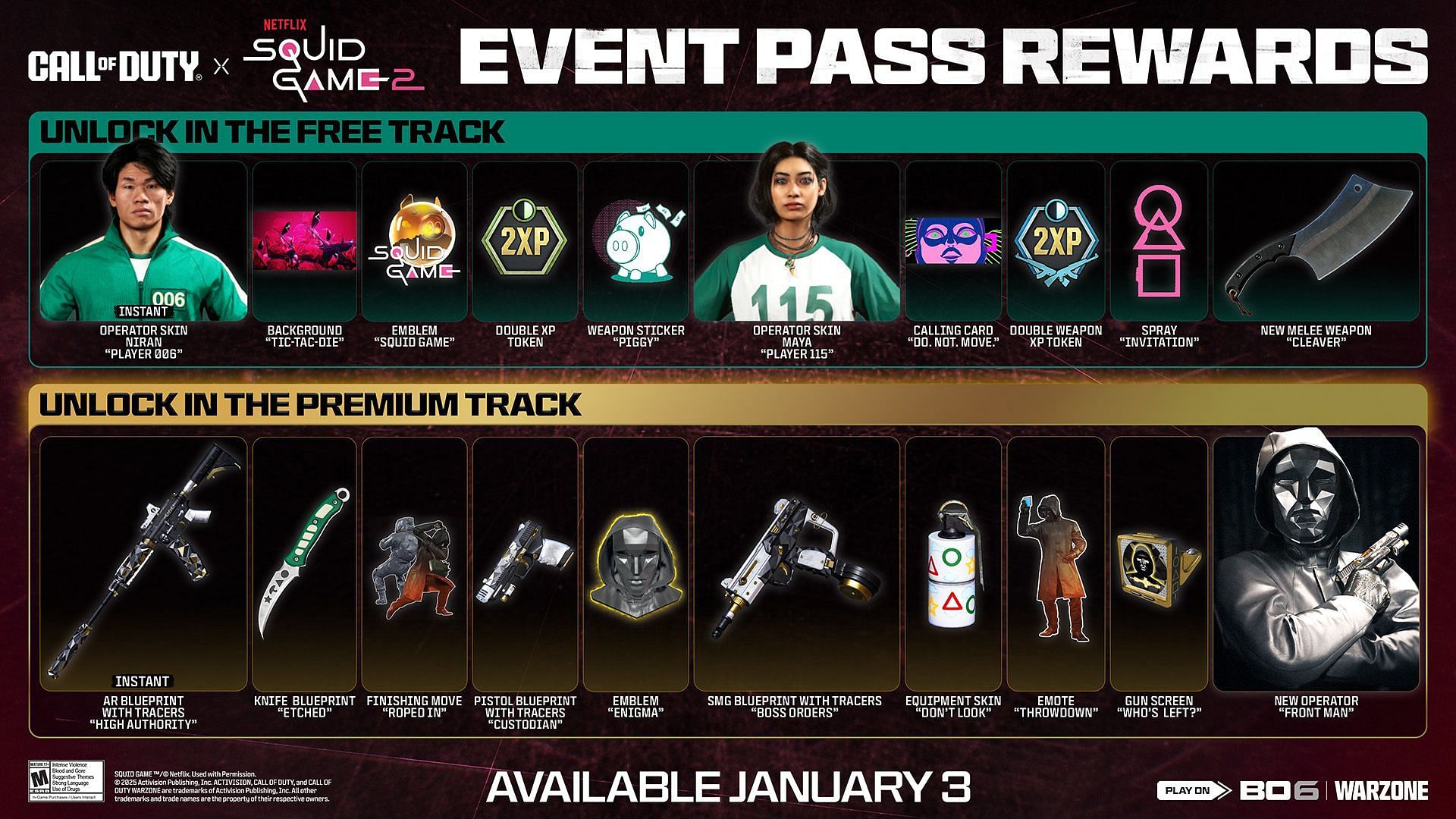 Squid Game 2 Event pass all rewards (Image via Activision)