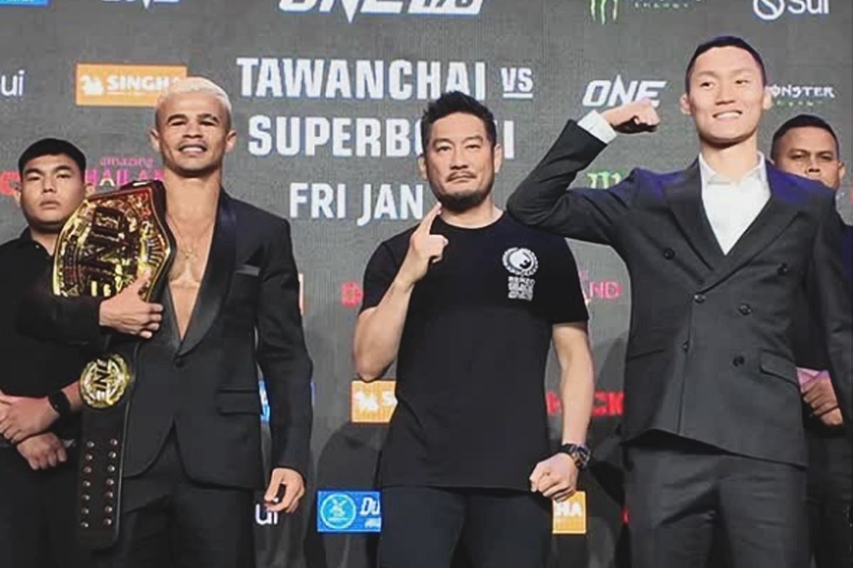 (From left to right) Fabricio Andrade, Chatri Sityodtong, Kwon Won Il [Photo via ONE Championship]