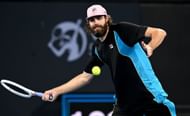 Opelka in his match against Giovanni Mpetshi Perricard during day seven of the 2025 Brisbane International - Source: Getty