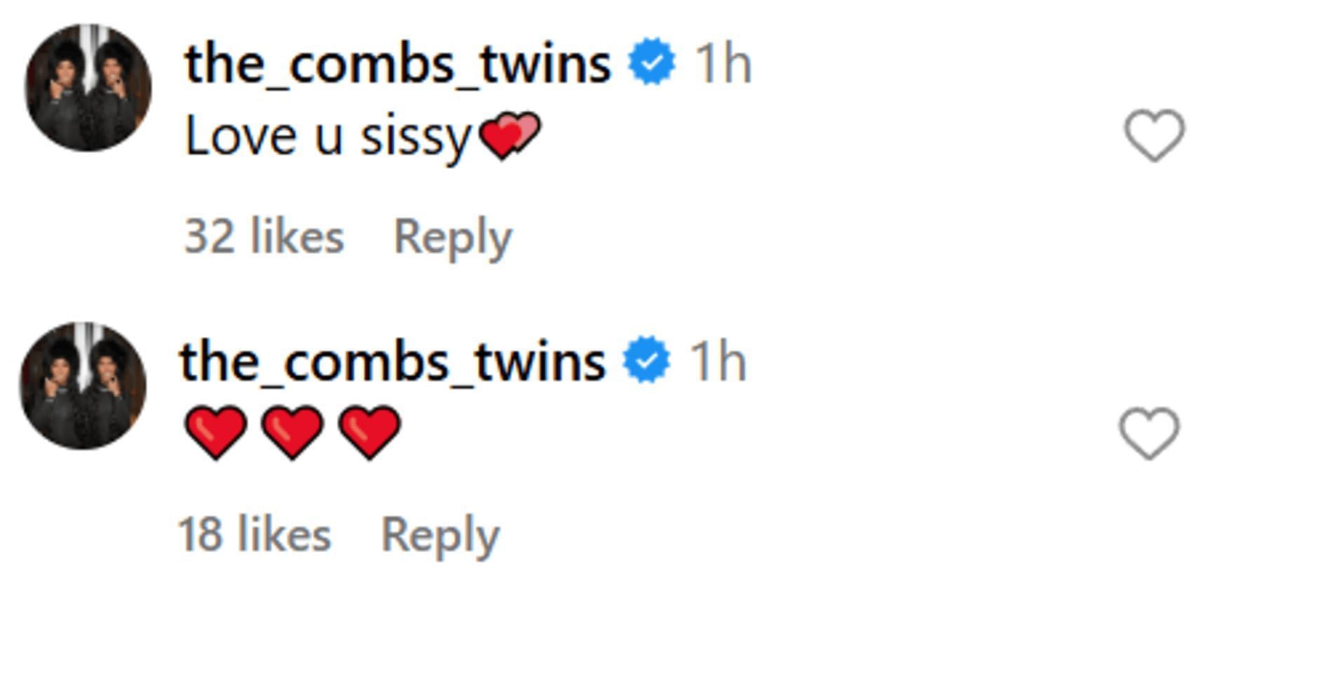 Sean &quot;Diddy&quot; Combs&#039; twin daughters reply to their youngest sister&#039;s post (Source: Instagram/ loveseancombs)