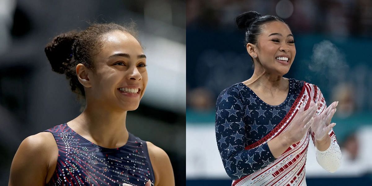 Hezly Rivera presents three reasons why she loves her Paris Olympic teammate Suni Lee. (Images by Getty)