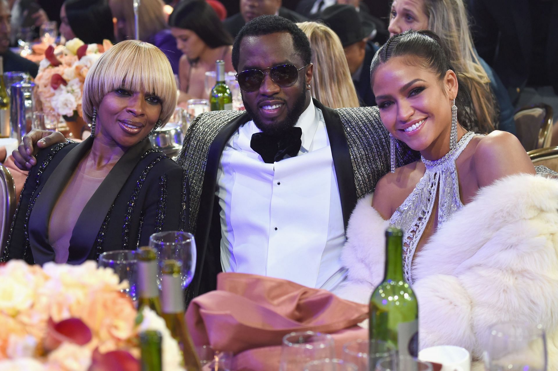 Sean Diddy Combs is seen with Cassie Ventura and Mary J Blige in 2017 (Image via Getty)