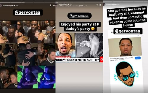 Screenshot of Saunders' Instagram stories directed at Davis