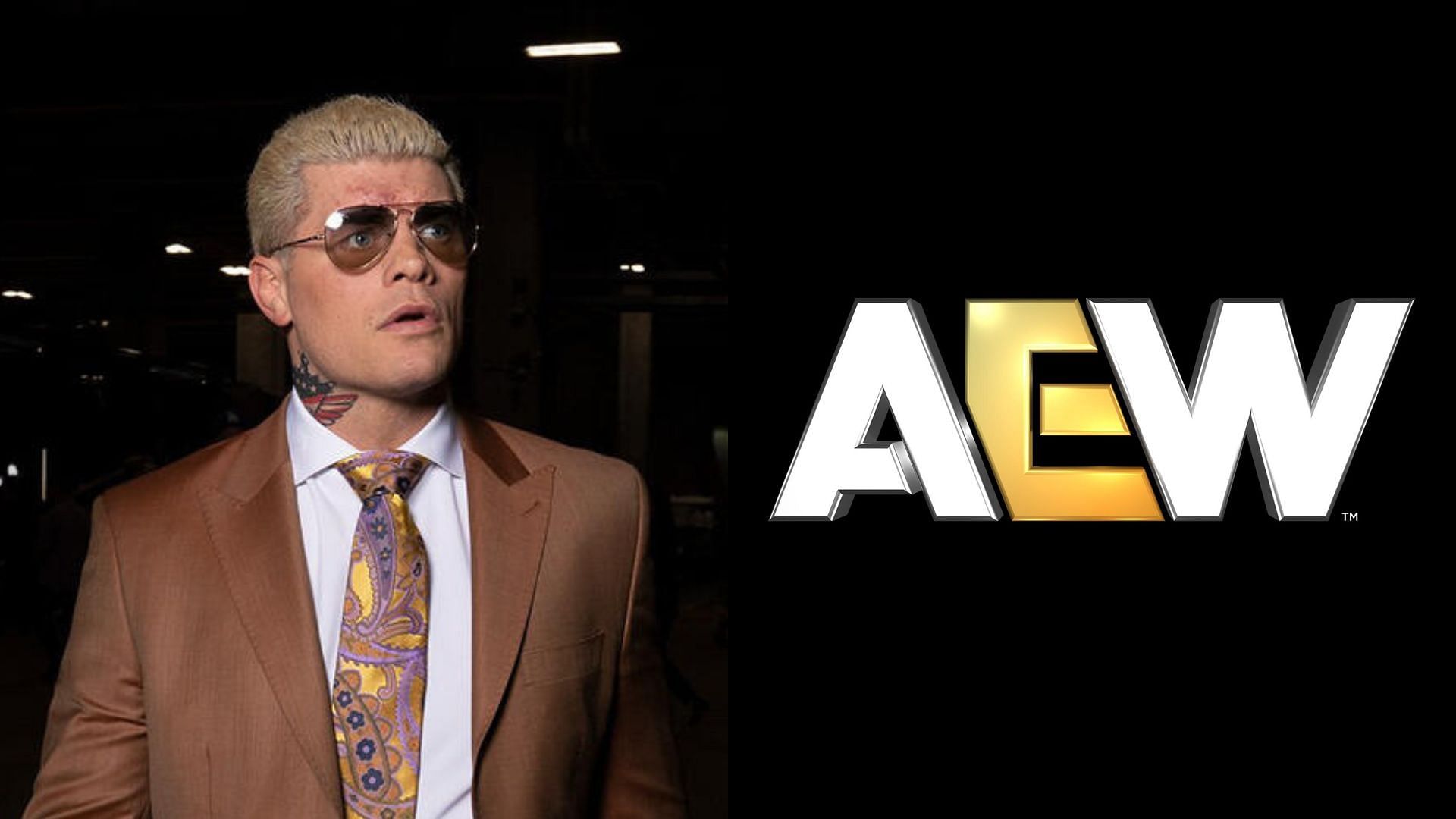 Cody Rhodes (left) and AEW logo (right). (Image credits: wwe.com &amp; AEW Facebook page)