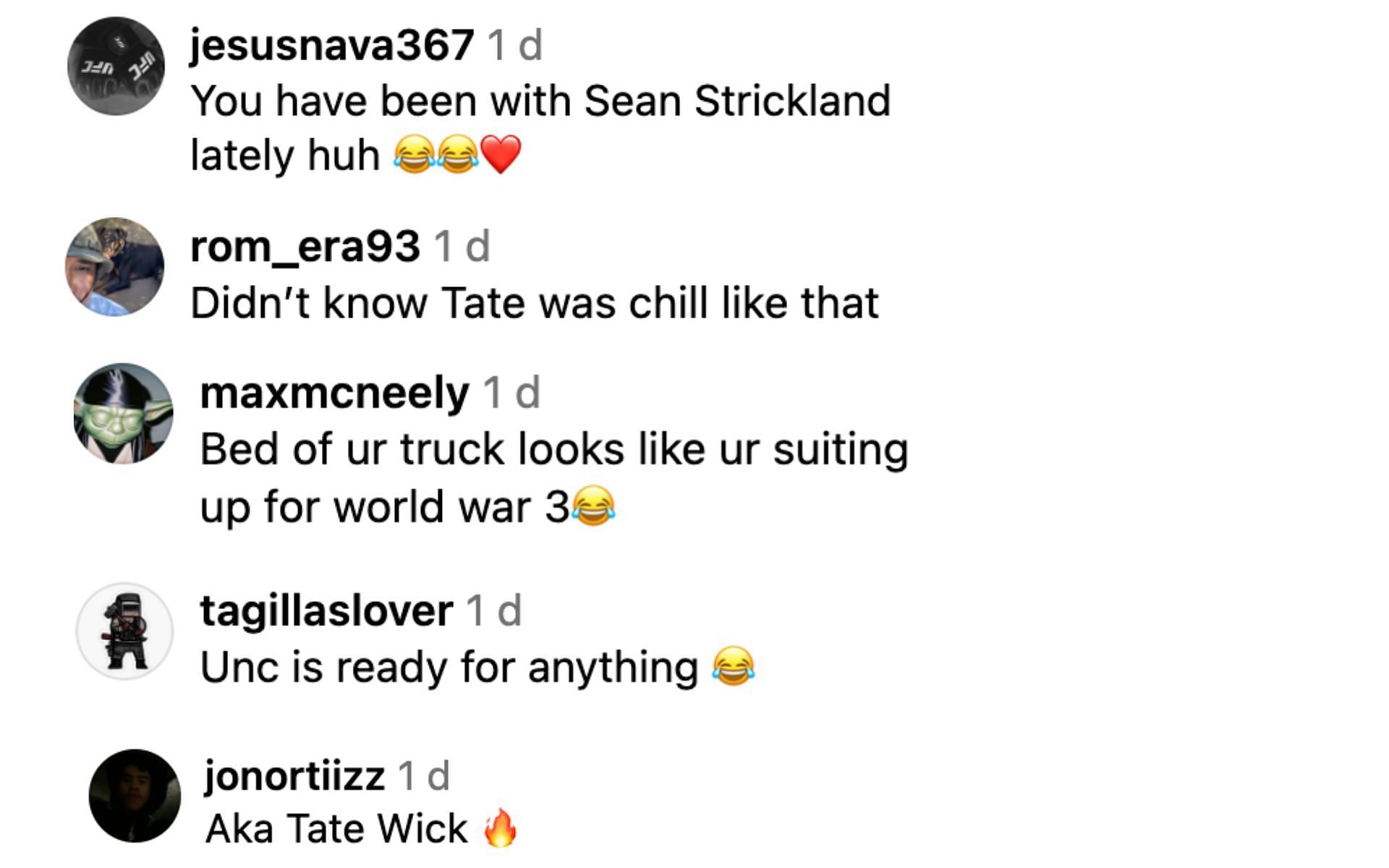 Fans react to Brad Tate&#039;s arms collection. [Screenshot courtesy: @that_damn_tate bia Instagram]