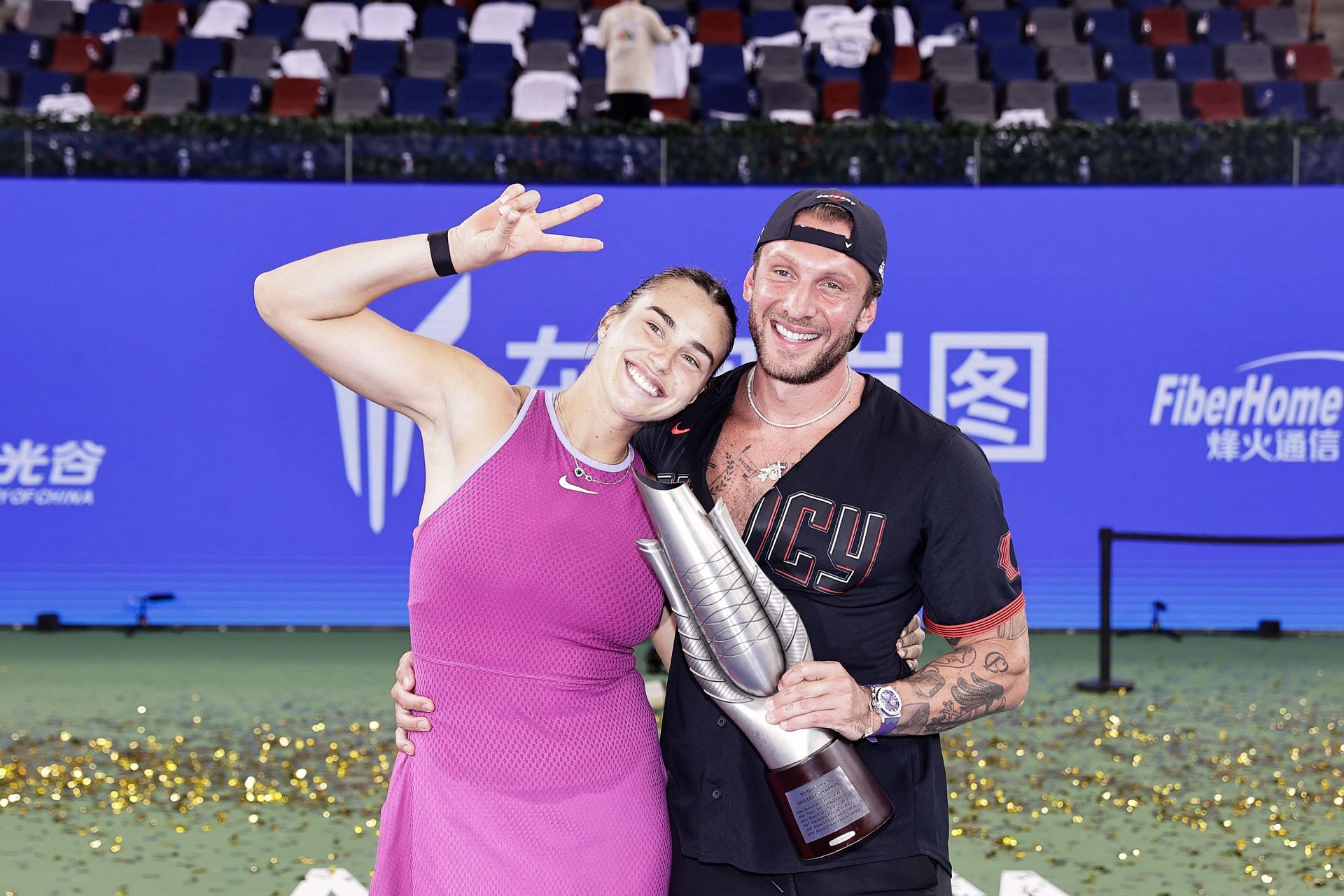 Aryna Sabalenka with boyfriend Georgios Frangulis at the 2024 Wuhan Open - Source: Getty