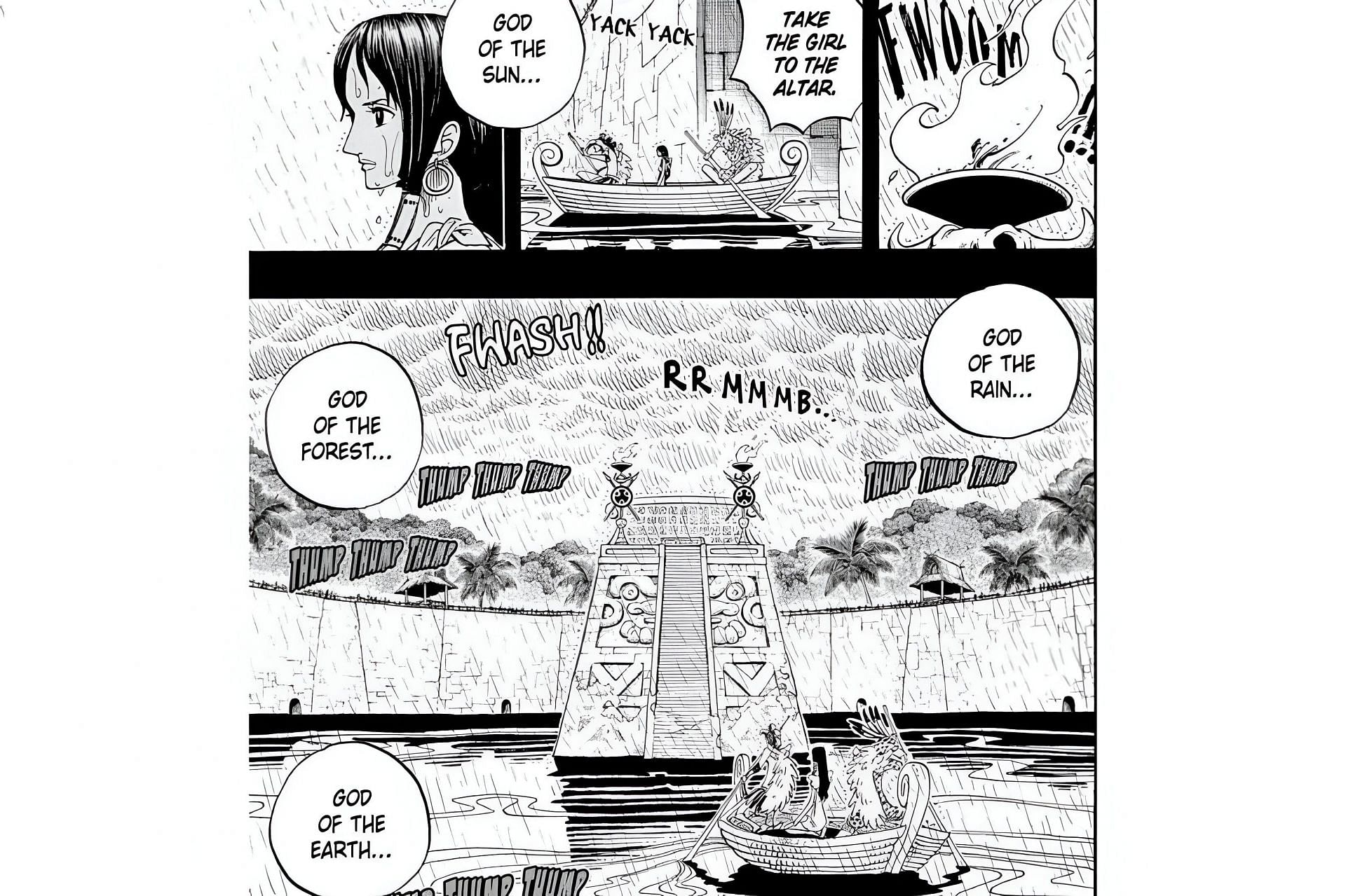 The mentioning of the four Skypiea Gods (Image via Eiichiro Oda/Shueisha)