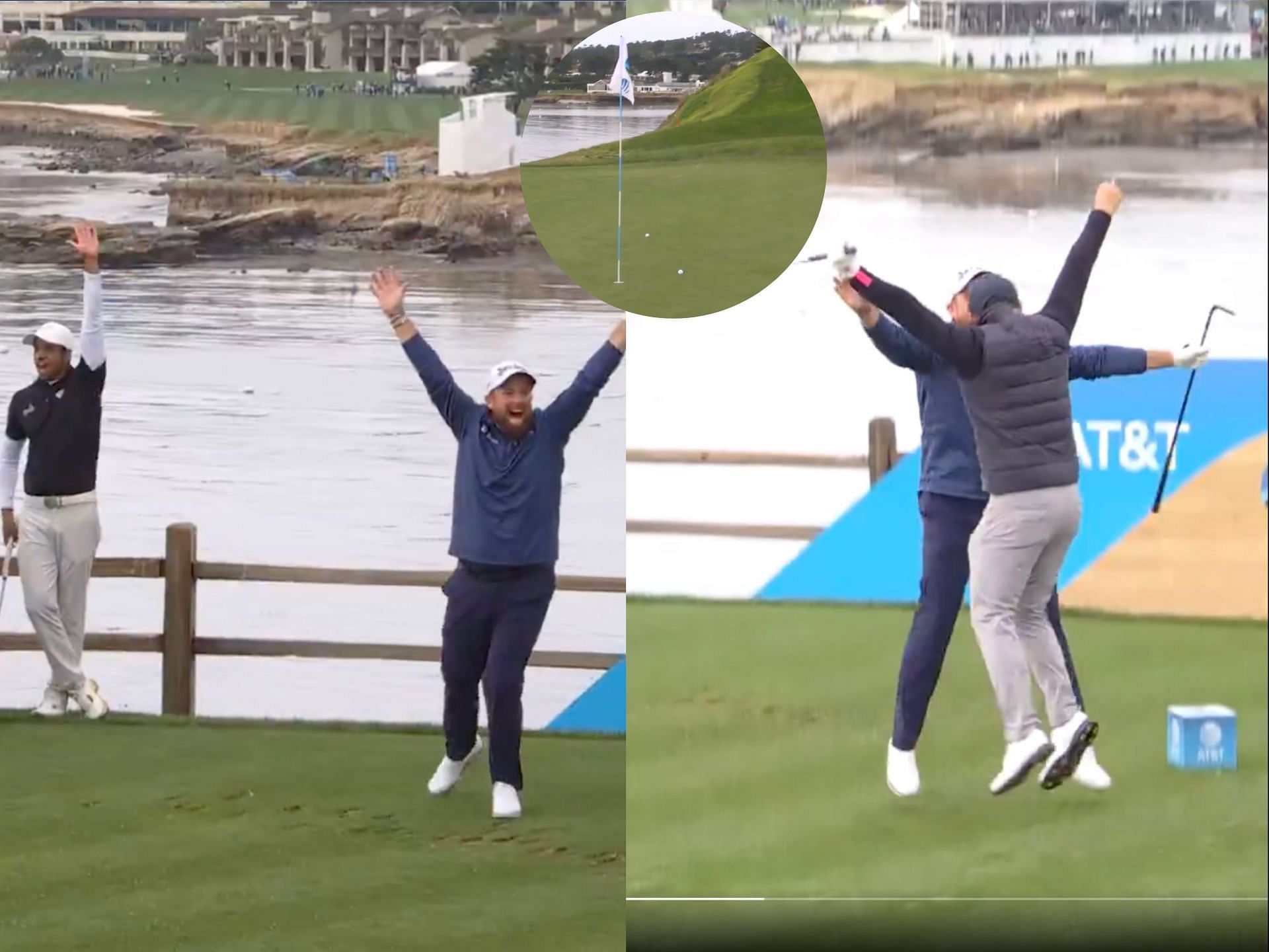 Shane Lowry makes an ace on the iconic seventh hole of the AT&amp;T Pebble Beach Pro-Am (image via x@pgatour)