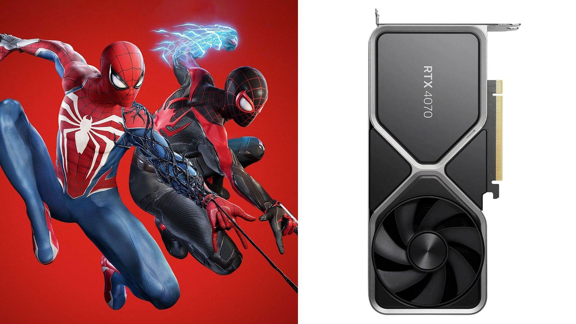 The RTX 4070 and 4070 Super are powerful GPUs for Spider-Man 2 (Image via Nvidia and PlayStation)