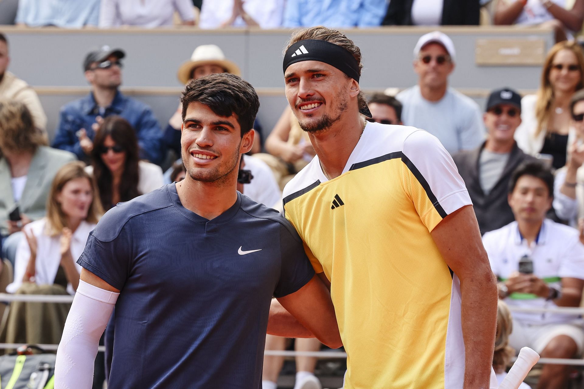 Carlos Alcaraz and Alexander Zverev at the 2024 French Open final - Source: Getty