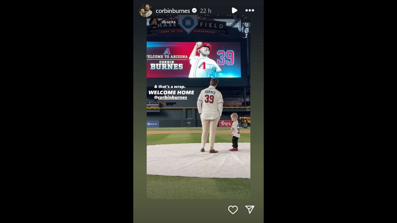 Screenshot of Corbin Burnes&#039; Instagram story (Images from - Instagram.com/@corbinburnes IG Stories)