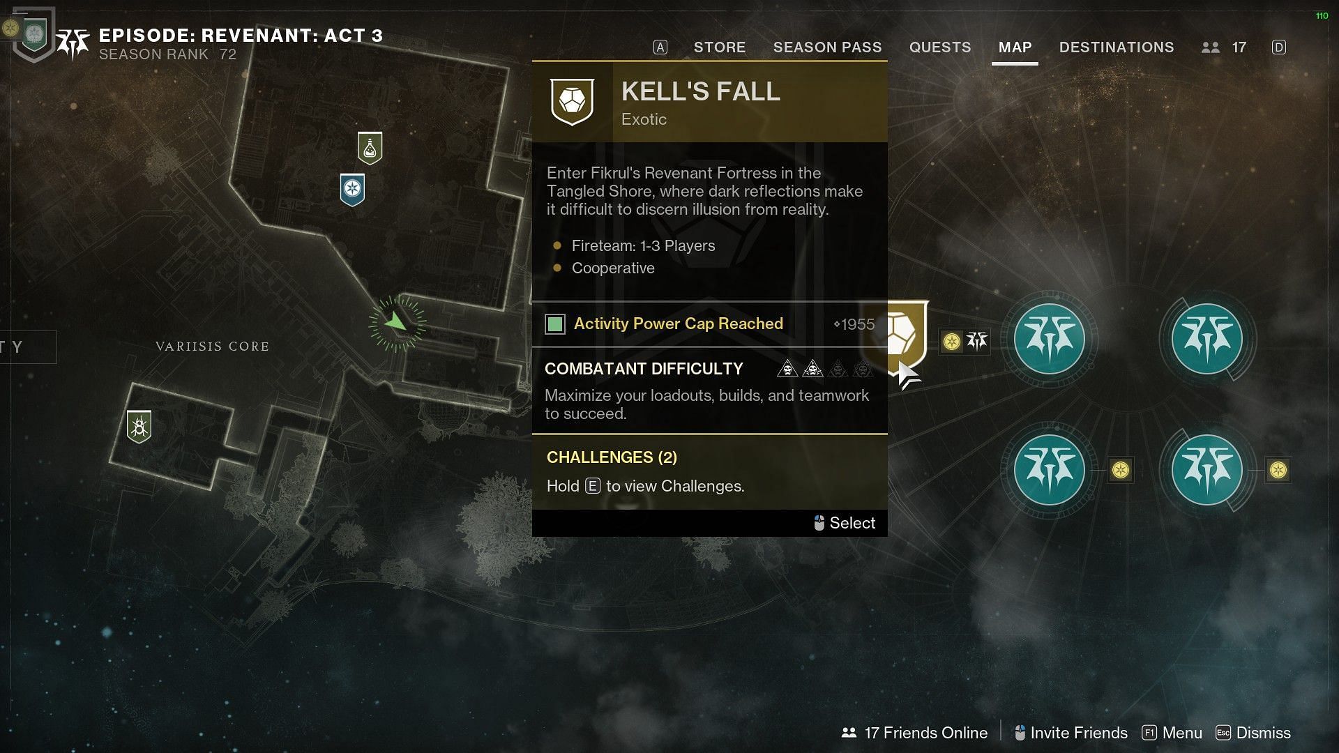 Kell&#039;s Fall mission on the map in Destiny 2 (Image via Bungie)