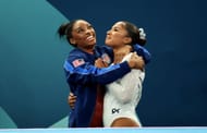 Simone Biles and Jordan Chiles during Artistic Gymnastics - Olympic Games Paris 2024: Day 10 - Source: Getty